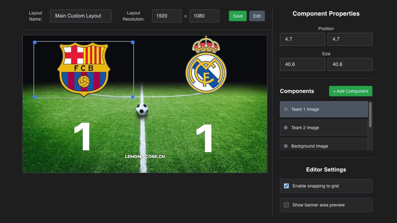 Anpassbares Layout - LemonScore Feature